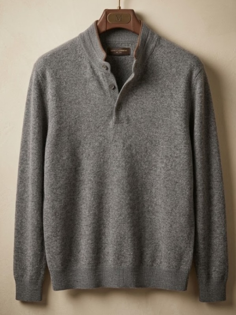Massimo Dutti Silk/Cotton Blend Men's Grey Half-Placket Button Up Sweater (Sz M)